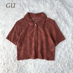 GU レース コンパクト シャツ ブラウン