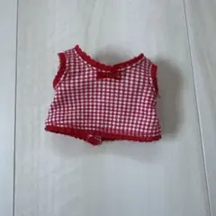 メルちゃん　洋服　赤チェックノースリーブリボン付き