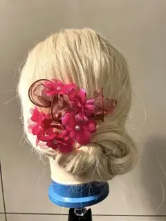 ピンク花飾り 3個セット ヘアアクセサリー