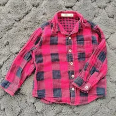 【MPS】 長袖シャツ 100 赤 黒 チェック トップス