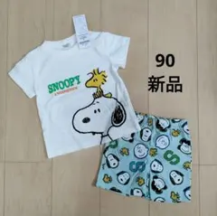 新品 ＊【90】 スヌーピー　セットアップ　Tシャツ　ショートパンツ　緑のサムネイル