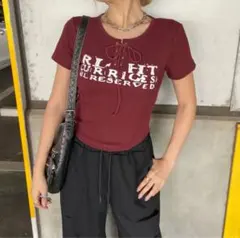 SpRay トップス 半袖 Tシャツ 赤 ショート丈 夏のサムネイル