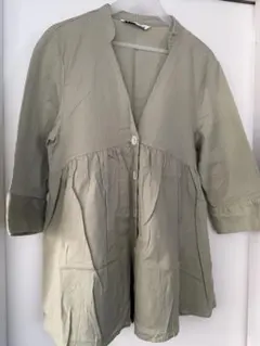 ZAPA オリーブグリーン 五分袖チュニック M