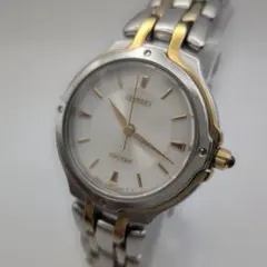 081 稼働 電池新品 エクセリーヌ 白文字盤 レディース