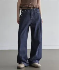 ウェーブバルーンウォッシュドユニークサイドポケットデニム-L-Short