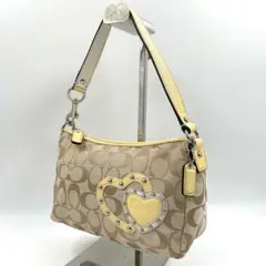 極美品 コーチ 300 アクセサリーポーチ シグネチャー キャンバス レザー