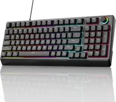 ゲーミングキーボード 赤軸 98 キー メカニカル LED バックライト付D47