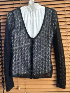 MK KLEIN カーディガン　モヘア透かし　黒　38のサムネイル