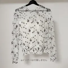タグ付き未使用 花柄 シアー ブラウス 刺繍 ホワイト Ray Cassinのサムネイル