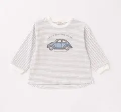 車アップリ長袖Tシャツ　プティマイン　アプレレクール　ロンT 男の子　ボーダー