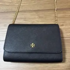 トリーバーチ 2wayショルダー チェーンウォレット ネイビー レザー