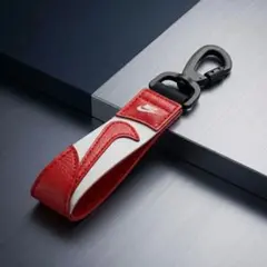 新品 NIKE ナイキ スウッシュロゴ キーホルダー 赤白 カラビナ