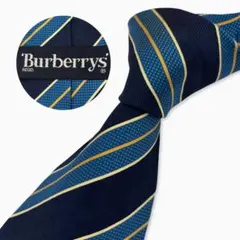 Burberrys' シルクネクタイ ストライプ柄 ネイビー×ブルー