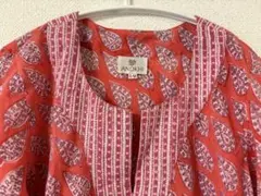 ANOKHI① 七分袖 クルタ ハンドブロックプリント リーフ柄のサムネイル