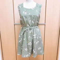 F ノースリーブ ワンピース 花柄 モスグリーン ヘザーのサムネイル