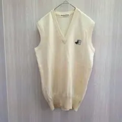 ブラックアンドホワイト ベスト 重ね着 セーター 刺繍 ホワイト Mサイズ