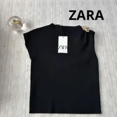ZARA 新品タグ付き ノースリーブトップス ブラック S レディース きれいめ