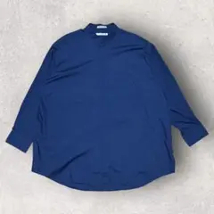 古着 BIG SHIRT バンドカラーシャツ ブルー 18 1/2