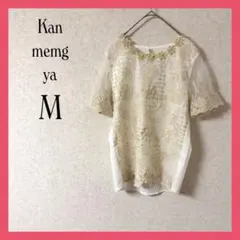 ken meng ya 半袖ブラウス 可愛い ホワイト M レディース 花柄のサムネイル