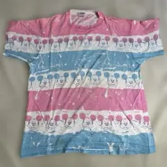 80s Disney ディズニー Tシャツ USA製 ミッキー総柄