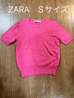 ZARA 半袖ニット ビビッドピンク Sサイズ