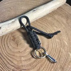 【ハンドメイド】 パラコード キーホルダー ブラック 車 バイク アウトドア