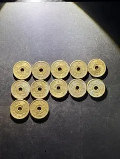 쇼와 시대, 나카코, 동전 10개, 오래된 동전, 동전 10개, 황동, 동전 10개, 대량 판매, 수집용 수집품 12개
