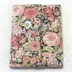 ハンドメイド　ポケットティッシュケース　薔薇　花柄　スモークピンク