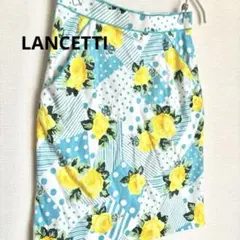 LANCETTI ランチェッティ　ひざ丈 タイト スカート　花柄　コットン　40