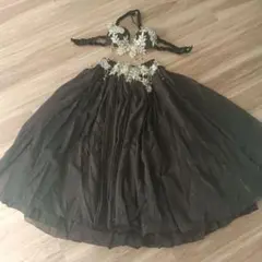 ブラック ビーズ刺繍 セットアップ ベリーダンス BellyDance黒キラキラ