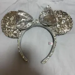 シルバー スパンコール ミッキー ミニー カチューシャ