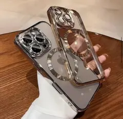 スマホケース　iPhone15 アイフォン15 クリア　クリアケース　ゴールド