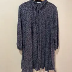 ZARA ネイビー花柄プリーツワンピース　152cm