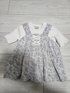 petit main 花柄重ね着風トップス