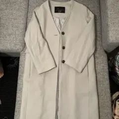 【美品】スローブイエナ ウール Vネックノーカラーコート 38(M)