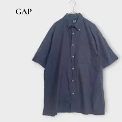 ギャップ GAP 半袖シャツ ボタンダウン コットン M ネイビー 胸ポケット