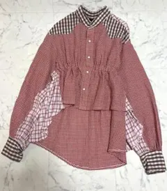 77circa ナナナナサーカ チュニック ブラウス チェック シャツ リメイクのサムネイル