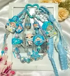 ハンドメイド ブルー系携帯ストラップ