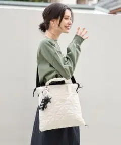 BAYFLOW チャーム付き3WAYキルトトート