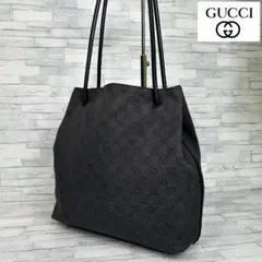 2504-127｜美品｜グッチ GGキャンバス トートバッグ ブラック - メルカリ
