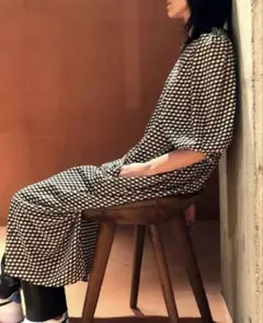 ＜6(ROKU)＞BLOCK PRINT VOLUME SLEEVE DRESS