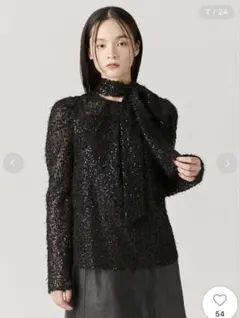 FRAY I.D ジャガードボウタイタックスリーブブラウス