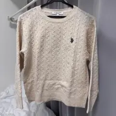 【U.S.POLO ASSN.】 ワンポイント　ケーブルニット