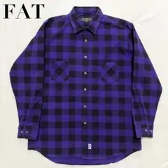 FAT ブロックチェック ネルシャツ パープル 日本製 紫 バッファローチェック