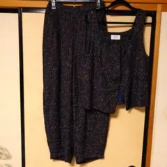 【WHYTO.】ネイビー系ツイード風セットアップ Mサイズ