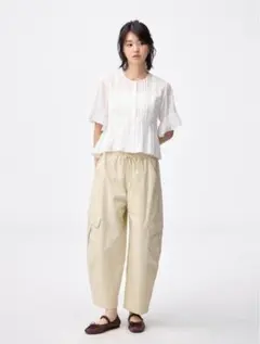 GU レースフリルブラウス(半袖) XXL ホワイト