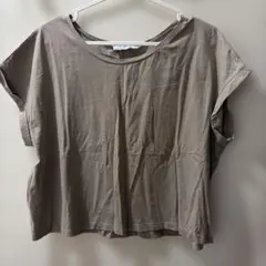 ザラ　ZARA BASIC 半袖 Tシャツ グレージュベージュ Lサイズのサムネイル