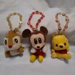 ☆ディズニー☆ ミッキー&デール&プーさん ビーズストラップ付 ３点セット