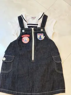 ミキハウス ジャンパースカート・マリンTシャツセット 100cm