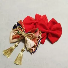 りぼん　髪飾り タッセル　アンティーク　赤　753 七五三　ヘッドドレス　811